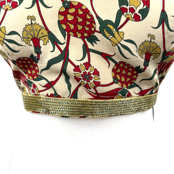 Halter Cropped Top XS Saree Lehenga Blouse Indian Wedding Beaded Festival Boho - Picture 2 of 7